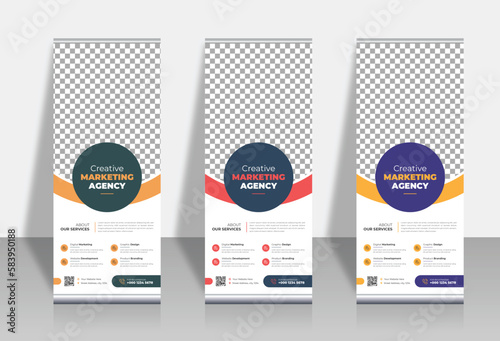 Creative business agency roll up banner design or pull up banner template