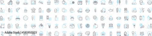 Cafe store vector line icons set. Cafe, Store, Coffee, Drinks, Food, Bakery, Desserts illustration outline concept symbols and signs