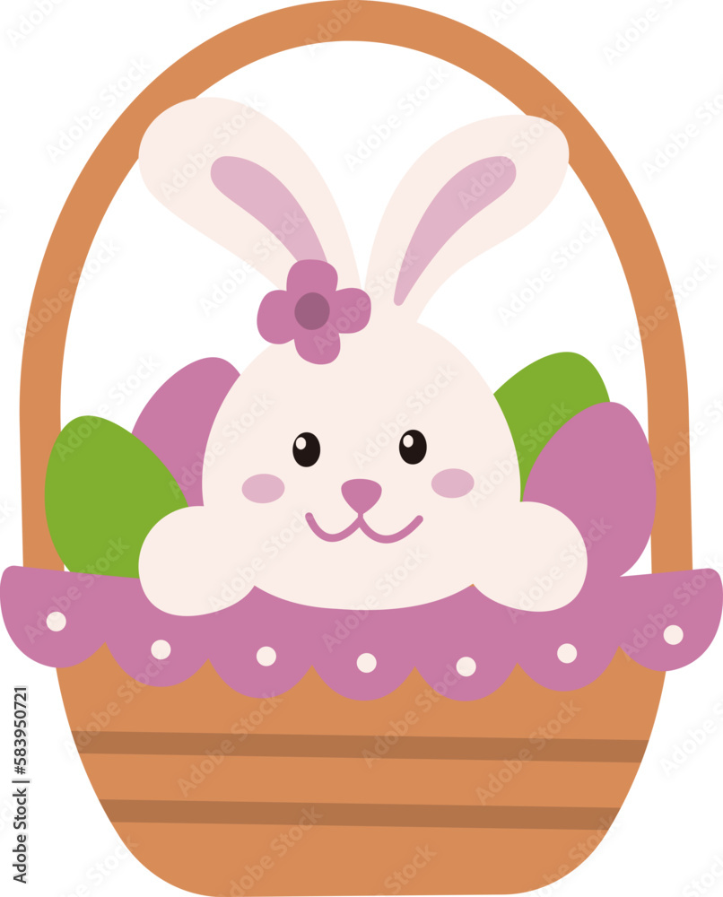 Cute bunny sitting in an easter basket Cute bunny sitting in an easter basket