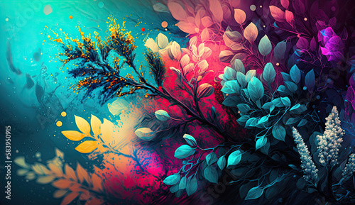 Colorful spring-themed design. Generative AI © Kevin