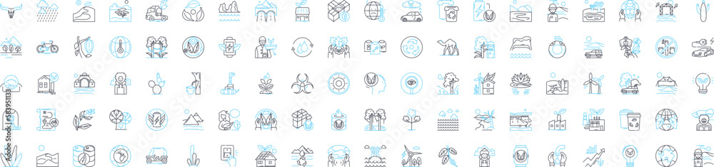 Green ecology environment vector line icons set. Eco-friendly, Green, Ecology, Recycling, Nature, Conservation, Sustainability illustration outline concept symbols and signs Green ecology environment vector line icons set. Eco-friendly, Green, Ecology, Recycling, Nature, Conservation, Sustainability illustration outline concept symbols and signs