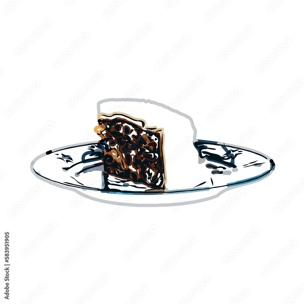Color sketch of a piece cake with transparent background Color sketch of a piece cake with transparent background