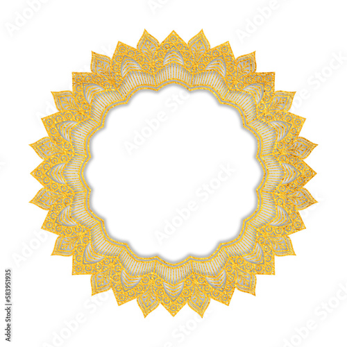 golden circle frame with mandala motif