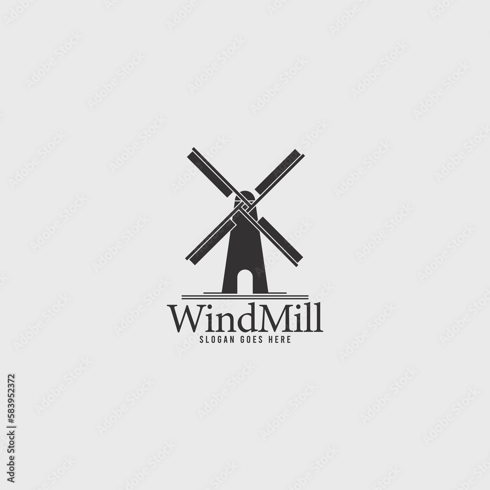 windmill energy business company logo simple idea - obrazy, fototapety, plakaty 