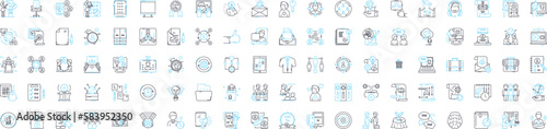 Programming coding vector line icons set. programming, coding, scripting, coding language, coding skills, coding algorithms, coding structure illustration outline concept symbols and signs