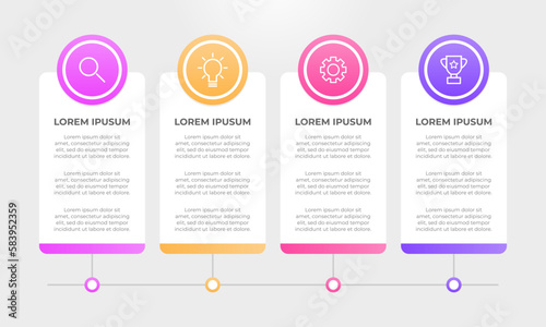 Colourful infographic steps with text boxes. Business concept with 4 steps.