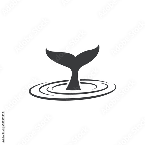 whale fluke tail logo icon vector