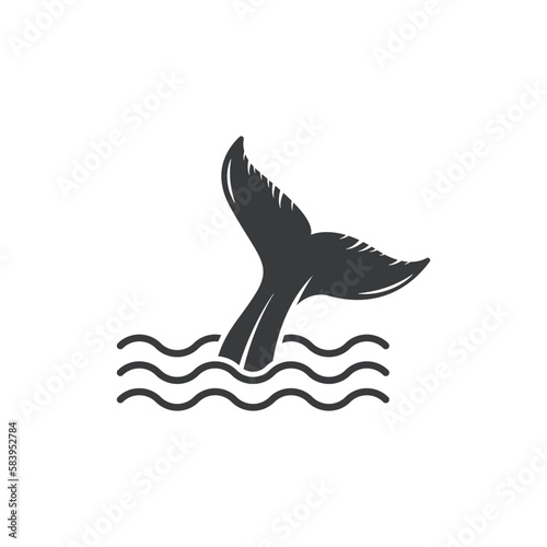 whale fluke tail logo icon vector