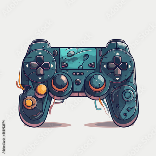 Videogame controllers. Console gamepad vector isolated. Vivid splashes of colors.h	