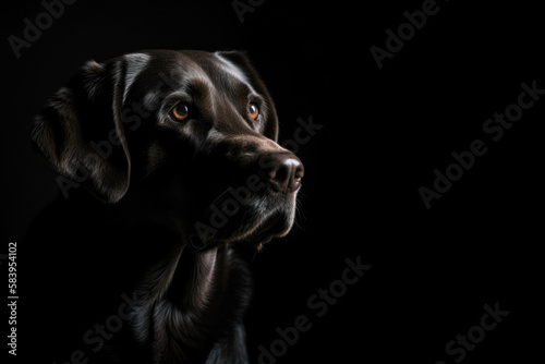 black labrador puppy portrait, Generative AI