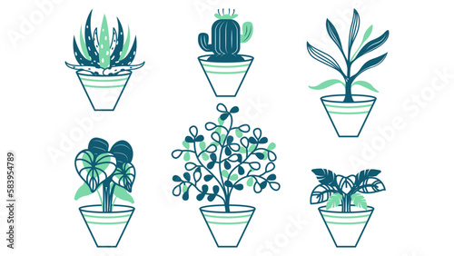 houseplant illustration vector element  decoration graphic design.  botanical interior.