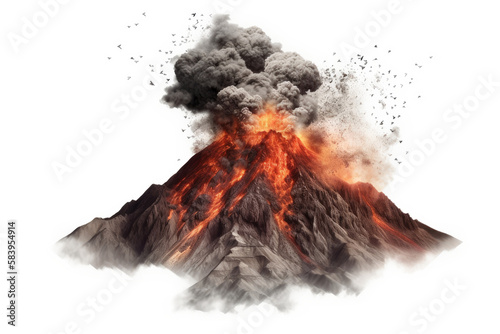 Volcanic Mountain In Eruption, transparent background Fototapet