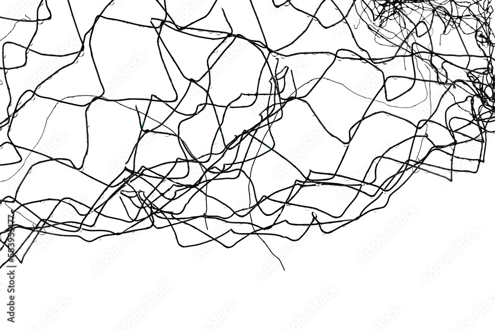Obraz premium The texture of the metal mesh. Torn, destroyed, broken metal mesh on a white background