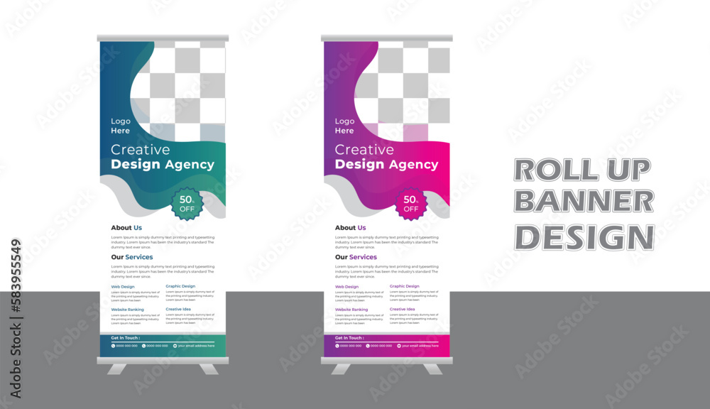 Modern Business Roll-up banner design template, vertical, abstract background, pull-up design, modern x-banner, rectangle size. Stock vector. EPS Modern Business Roll-up banner design template, vertical, abstract background, pull-up design, modern x-banner, rectangle size. Stock vector. EPS