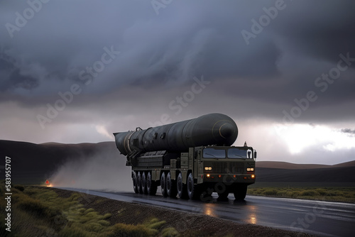 Fotografiet Intercontinental ballistic Missile launch, war, ICBM missile