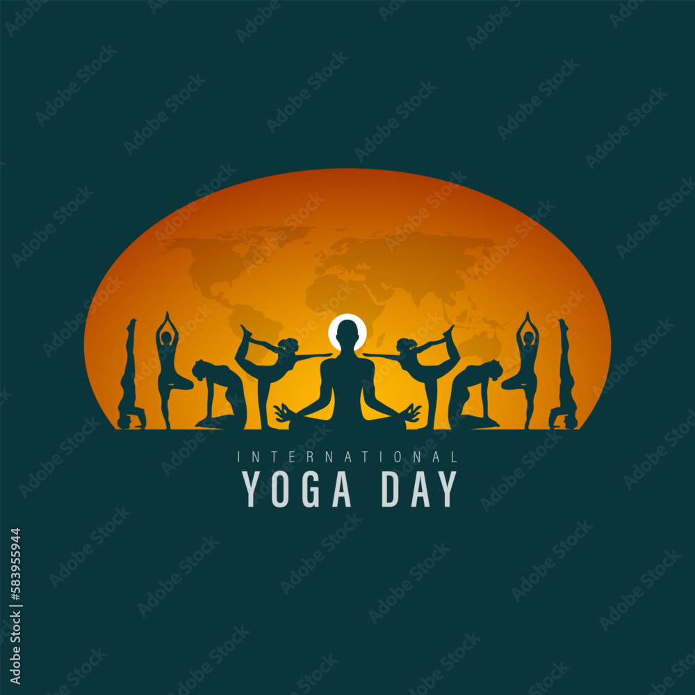 International yoga day, vector illustration