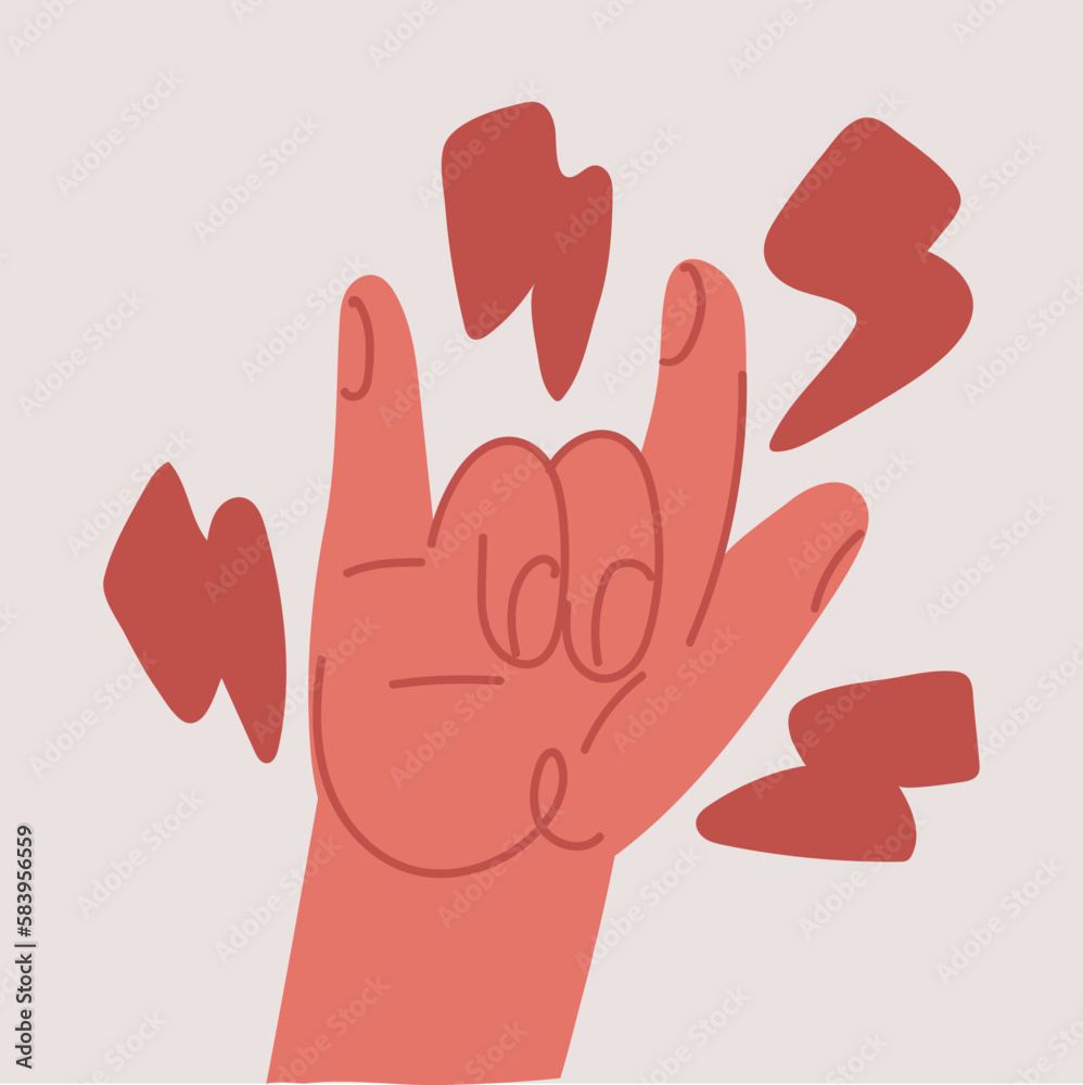 Vector illustration of Rock on gesture symbol. Heavy metal hand gesture Vector illustration of Rock on gesture symbol. Heavy metal hand gesture