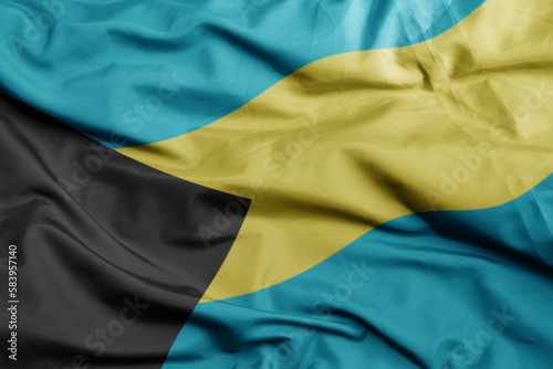 waving national flag of bahamas .macro shot. 3D illustration