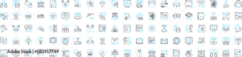 Networking vector line icons set. Networking, LAN, WAN, WiFi, Routers, Hubs, Ethernet illustration outline concept symbols and signs