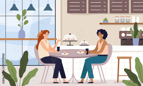 Women friends. Cafe meeting with friends coffe break