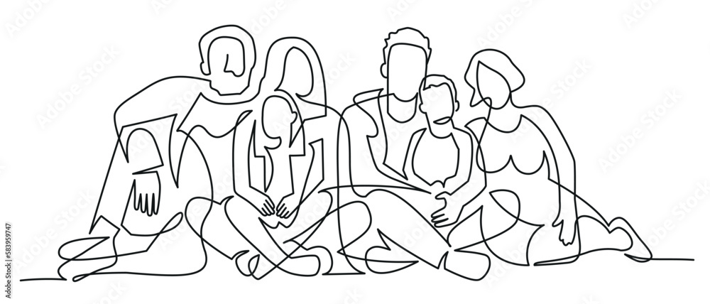 Fototapeta premium Large family. Parents and children.