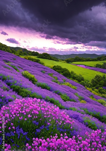 fields with purple plants