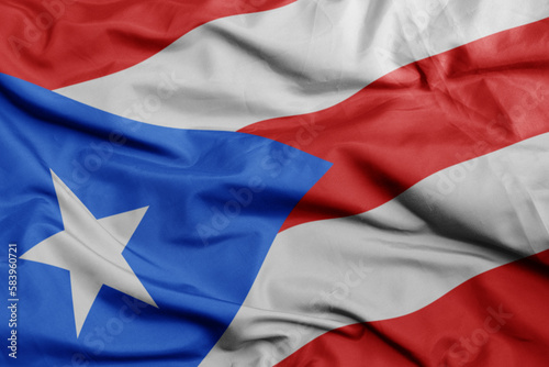 Tableau sur toile waving national flag of puerto rico .macro shot. 3D illustration