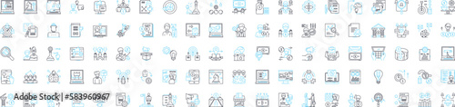 strategy planning vector line icons set. Strategy, Planning, Strategy-Planning, Planning-Strategy, Formulating, Developing, Forecasting illustration outline concept symbols and signs