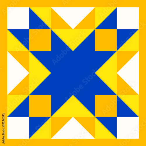 Abstract geometric star pattern inspired by duvet quilting