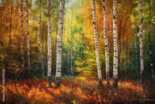 Forest in autumn season, AI generated