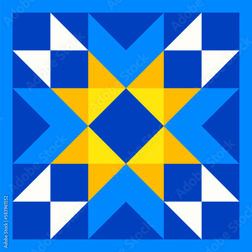 Abstract geometric star pattern inspired by duvet quilting