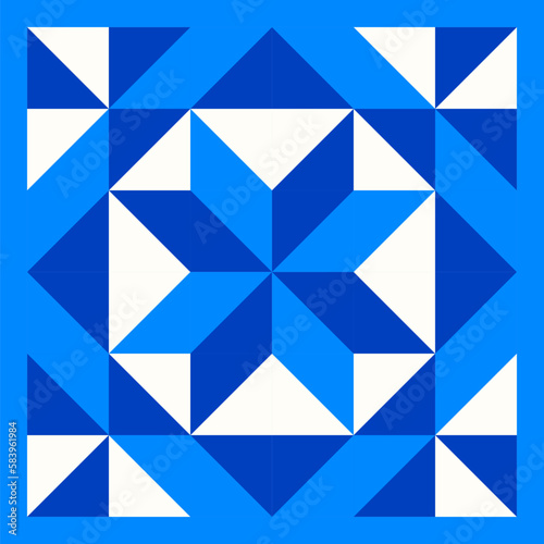 Abstract geometric star pattern inspired by duvet quilting