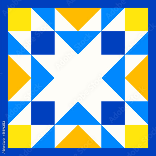 Abstract geometric star pattern inspired by duvet quilting