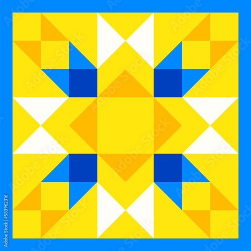 Abstract geometric star pattern inspired by duvet quilting