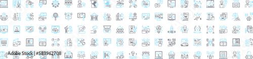 Finance management vector line icons set. finance, management, budgeting, investment, accounting, costs, cash illustration outline concept symbols and signs