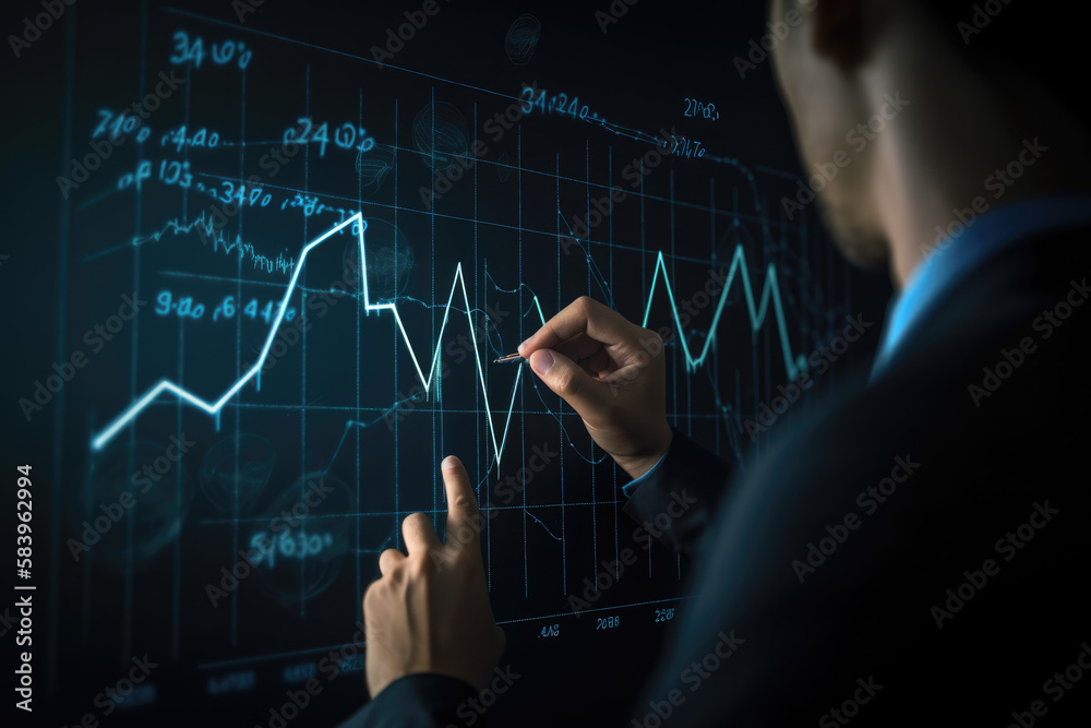 businessman hand working with new modern computer and business strategy as concept. Generative AI