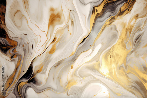 Marble with golden texture background. Generative AI.