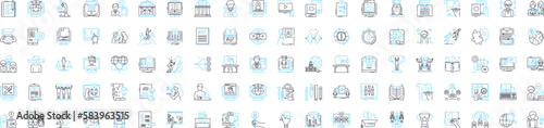 Online Course vector line icons set. eLearning, Webinar, Tutorials, MOOC, Training, Workshop, Certifications illustration outline concept symbols and signs