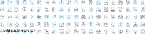 Modern education vector line icons set. Modern, Education, Technology, Online, Interactive, Learning, Digital illustration outline concept symbols and signs
