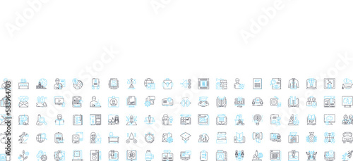 High school vector line icons set. High school, Education, Adolescence, Pupils, Graduates, Learning, Diploma illustration outline concept symbols and signs