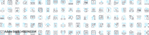 Business computer support vector line icons set. IT, Support, Business, Computer, Technical, Network, Consultancy illustration outline concept symbols and signs © Nina