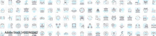 Global communication vector line icons set. Interconnectivity, Worldwide, Technology, Networking, Digital, Instantaneous, Cross-cultural illustration outline concept symbols and signs