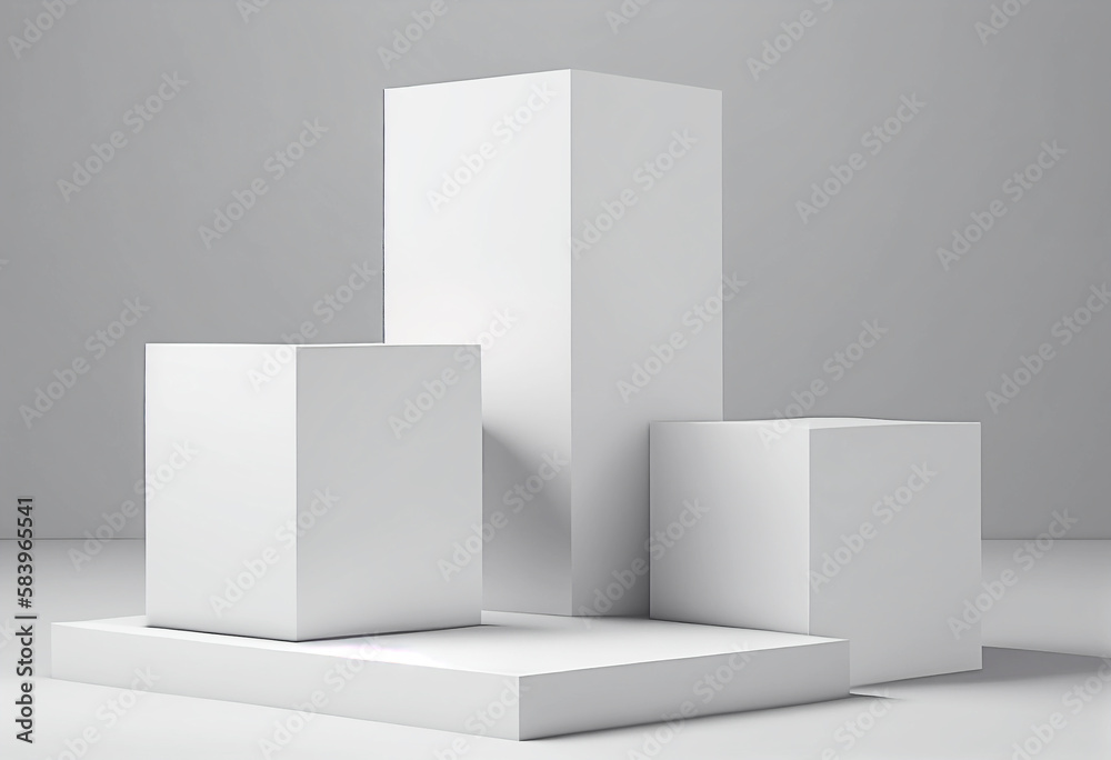 Abstract 3d podium for product presentation with geometric shapes, Empty round podium,Platforms for product presentation.Generative Ai. Abstract 3d podium for product presentation with geometric shapes, Empty round podium,Platforms for product presentation.Generative Ai.