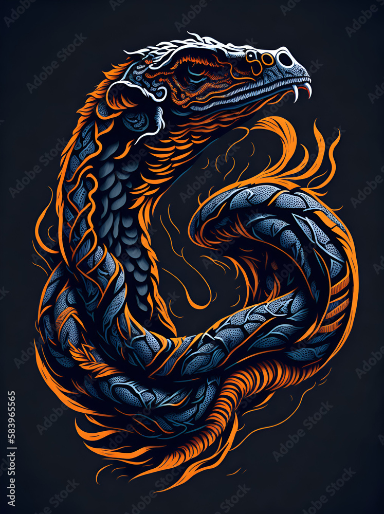 Obraz premium Cartoon snake head. Ai generated illustration