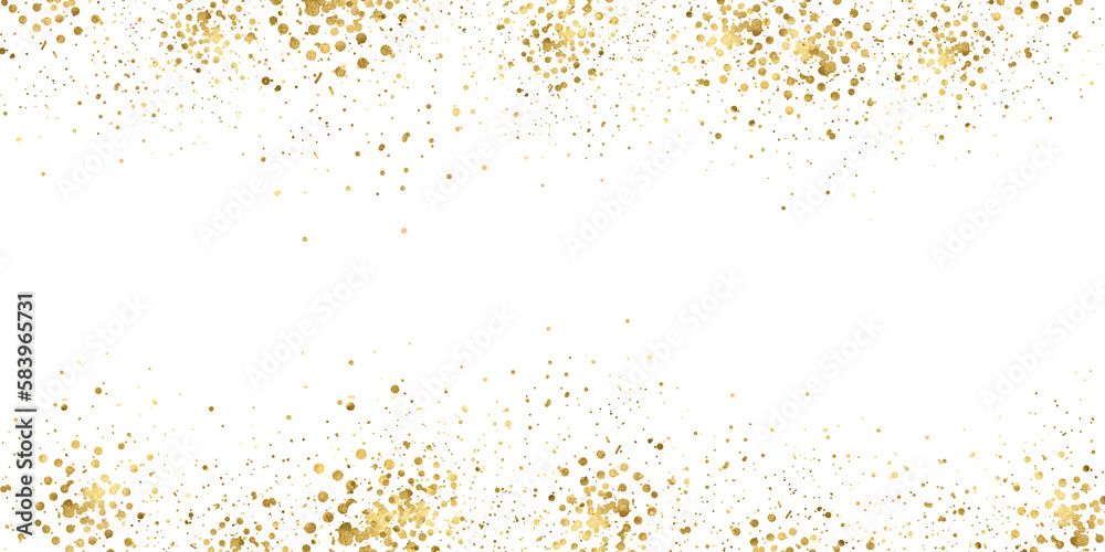 Gold Foil Frame Gold brush stroke on transparent background luxury sparkling.