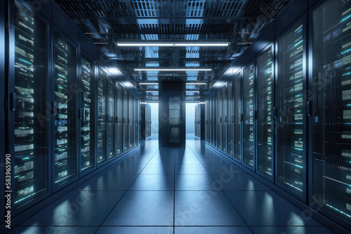 Server racks in a data center.