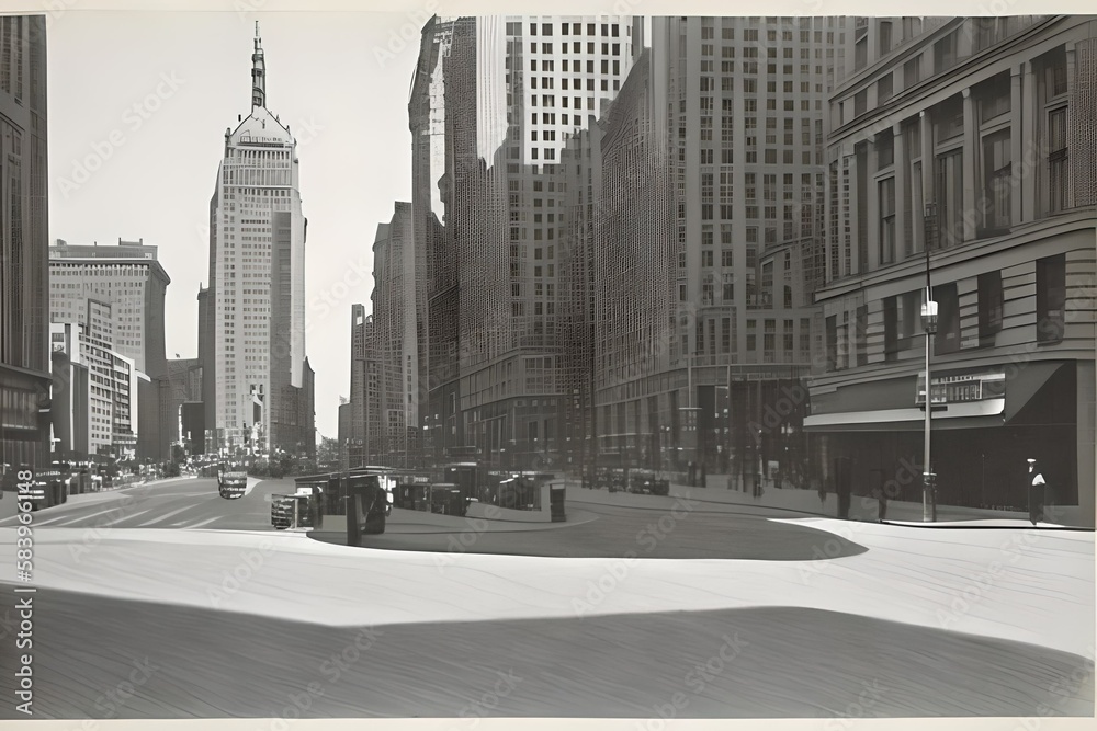 Naklejka premium Cityscape Urban Life Generative AI