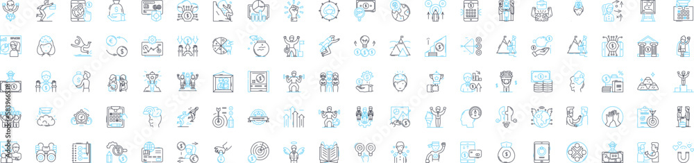 Business metrics vector line icons set. Metrics, KPIs, ROI, Profit, Revenue, Cycle, Cost illustration outline concept symbols and signs