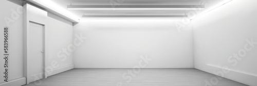 Blank Canvas: An Empty Room with White Walls Enhanced by Dynamic White Lighting for a Minimalist and Modern Aesthetic