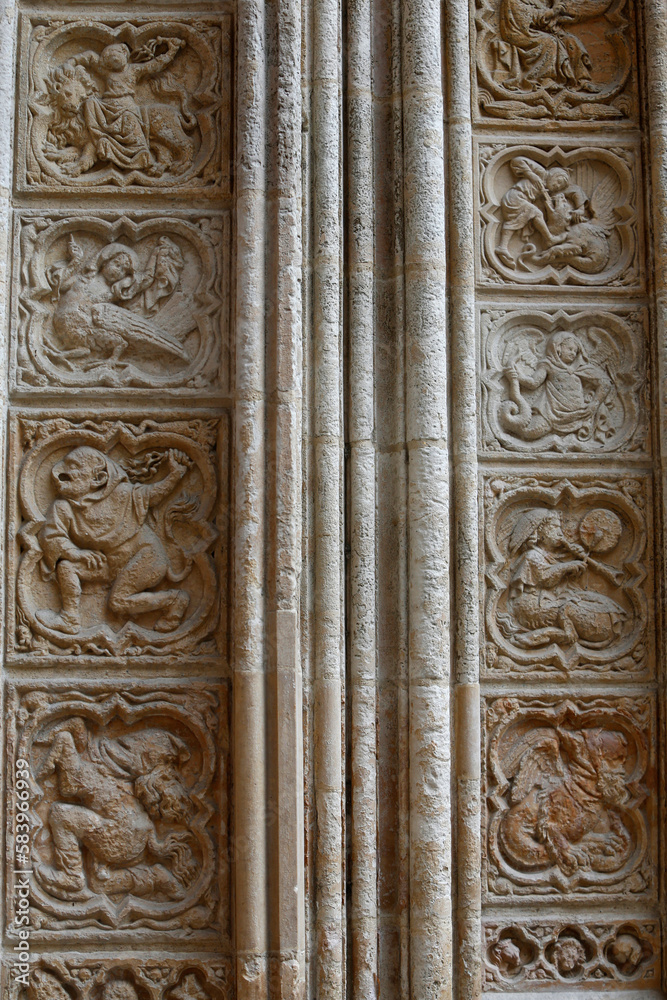 Notre-Dame cathedral, Rouen, France. Reliefs.